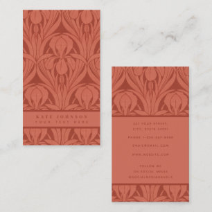 Tarjeta De Visita Resumen de moda Retro Vintage Floral Terracotta