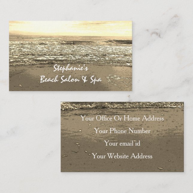 Tarjeta De Visita Resumen de oro de Sepia Golde Beach Ocean Artistic (Anverso / Reverso)
