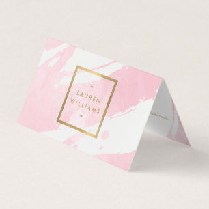 Tarjeta De Visita Resumen de pinceles de color de agua rosado pastel