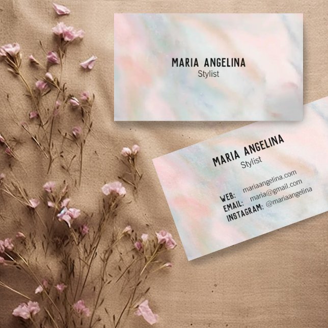 Tarjeta De Visita Resumen de pintura pastel suave (Soft pastel abstract hand made design on this customizable business card)