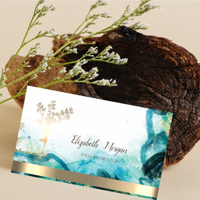 Tarjeta De Visita Resumen de silueta de mujeres de árbol de oro (Subido por el creador)