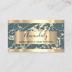 Tarjeta De Visita Resumen El oro estalla el marco Marble Aqua Verde