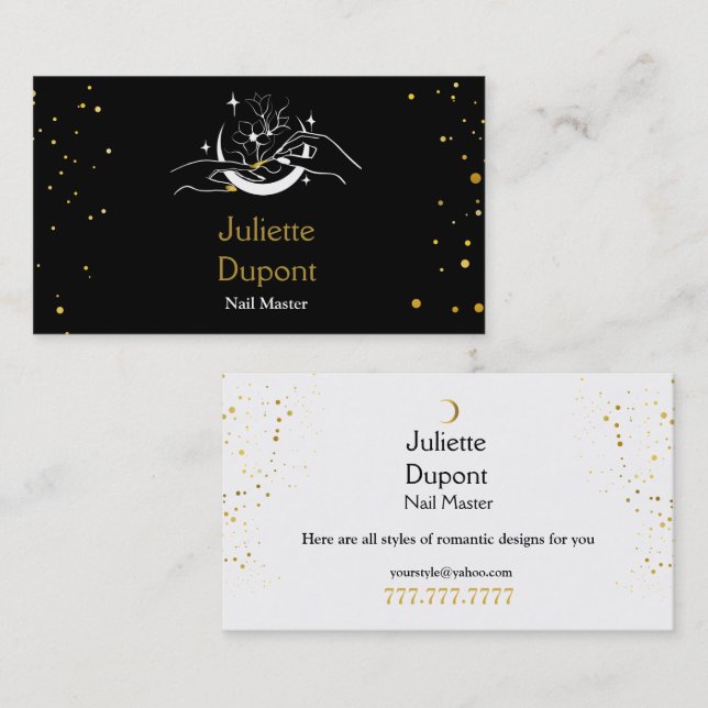 Tarjeta De Visita Resumen elegante patrón manicurista de la profesió (Anverso / Reverso)