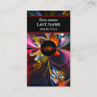 Tarjeta De Visita Resumen floral moderno Patrón azul rojo del arte #