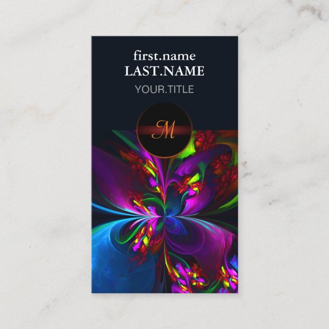 Tarjeta De Visita Resumen floral moderno Patrón azul rojo del arte # (Anverso)