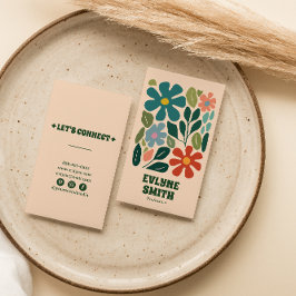 Tarjeta De Visita Resumen floral retro colorido a mano