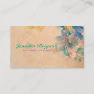 Tarjeta De Visita Resumen Fondo Floral Azul Y Beige