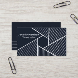 Tarjeta De Visita Resumen Fotógrafo Geométrico Azul Oscuro