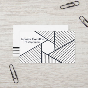 Tarjeta De Visita Resumen fotógrafo geométrico negro y blanco