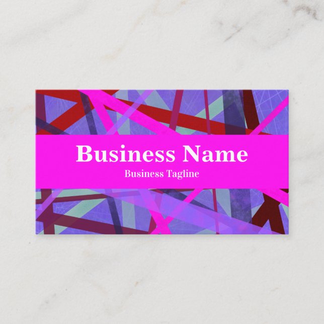 Tarjeta De Visita Resumen geométrico moderno de tonos rosa y morado (Anverso)