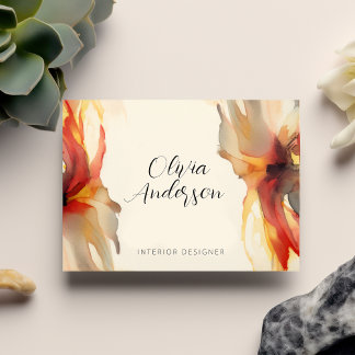 Tarjeta De Visita Resumen Guión de color de agua floral Boho Colores