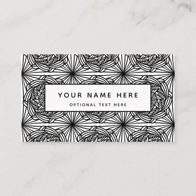 Tarjeta De Visita Resumen Línea Art Black White Mandala (Anverso)