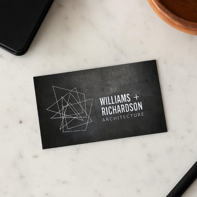 Tarjeta De Visita Resumen Logotipo arquitectónico geométrico negro (Subido por el creador)
