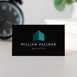 Tarjeta De Visita Resumen Logotipo de inicio Verde azulado/negro