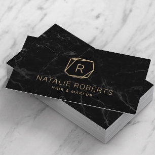 Tarjeta De Visita Resumen Logotipo geométrico Gold Marble negro mode