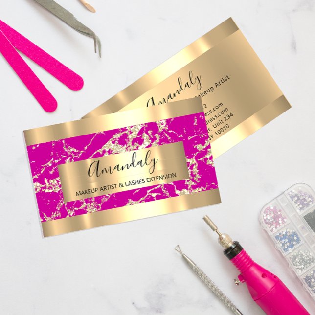Tarjeta De Visita Resumen Marco dorado Marble moderno SPA rosa (Abstract Golden Frame Modern Marble Pink SPA Business Card)