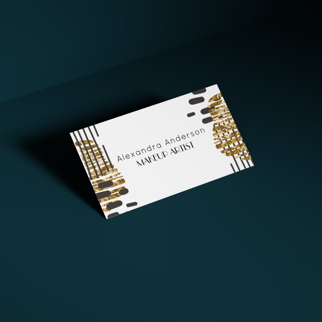 Tarjeta De Visita Resumen mínimo Profesional de Oro Blanco Negro (Minimal Abstract Black White Gold Professional Business Card)