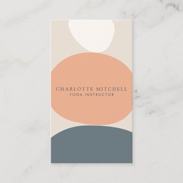 Tarjeta De Visita Resumen moderno de Zen Stones Peach/Blue Logo Yoga (Anverso)