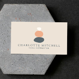 Tarjeta De Visita Resumen moderno de Zen Stones Peach/Blue Logo Yoga