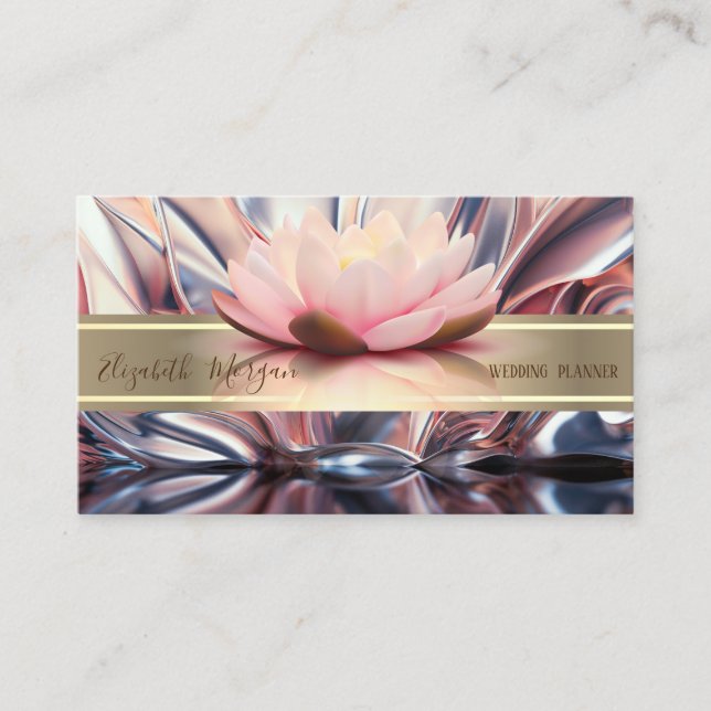 Tarjeta De Visita Resumen moderno elegante, banda de oro, Lotus (Anverso)