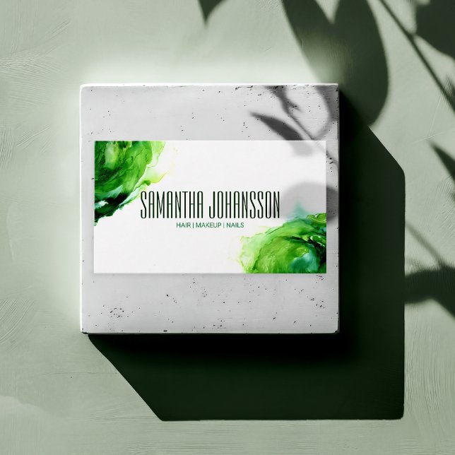 Tarjeta De Visita Resumen moderno Esmeralda Green Brush Stroke Trend (Subido por el creador)
