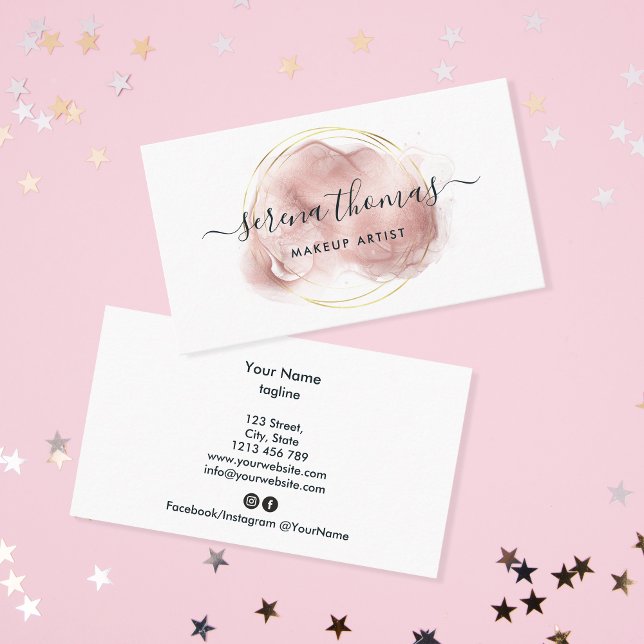 Tarjeta De Visita Resumen moderno Firma Rubor Gold acuarela Bu (Subido por el creador)