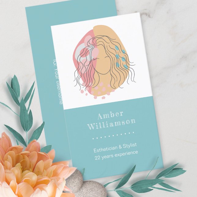 Tarjeta De Visita Resumen moderno forma Moda de mujer rosa Naranja b (Subido por el creador)