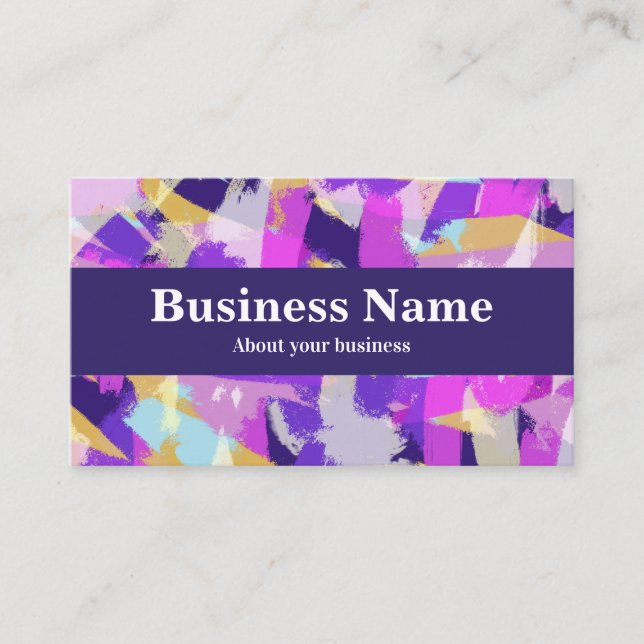 Tarjeta De Visita Resumen moderno morado rosa amarillo amarillo azul (Anverso)