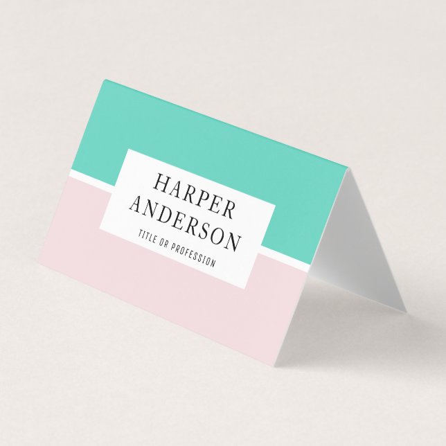 Tarjeta De Visita Resumen moderno Pastel Pink & Mint Profesional (Anverso)