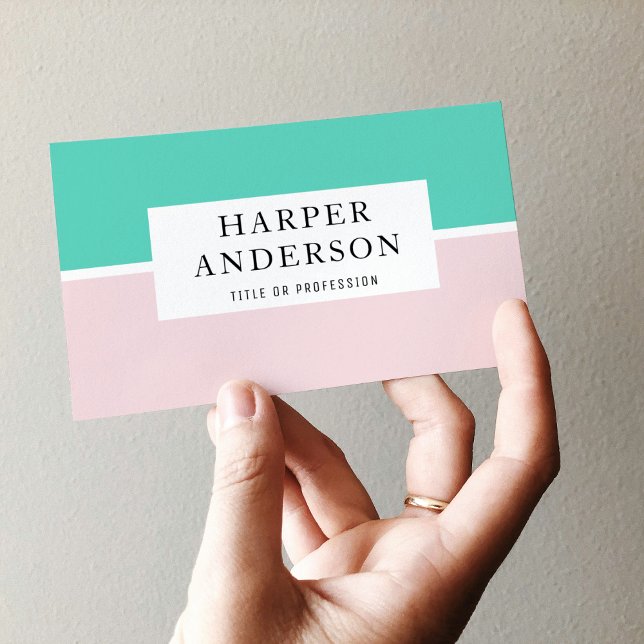 Tarjeta De Visita Resumen moderno Pastel Pink & Mint Profesional (Subido por el creador)