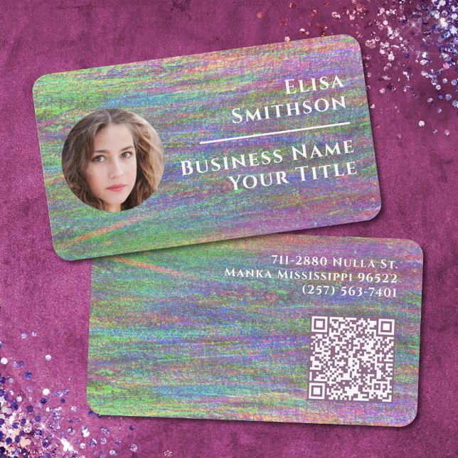 Tarjeta De Visita Resumen moderno Personalizado Holográfico Arcoiris (Subido por el creador)