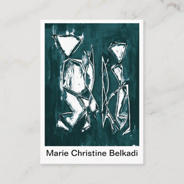 Tarjeta De Visita Resumen moderno Redes artísticas grises oscuras y  (Anverso)