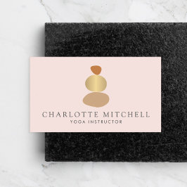 Tarjeta De Visita Resumen moderno Yoga con el logo dorado y rosado d