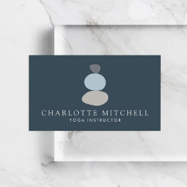 Tarjeta De Visita Resumen moderno Zen Stones Azul logotipo Yoga, Mas