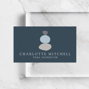 Tarjeta De Visita Resumen moderno Zen Stones Azul logotipo Yoga, Mas