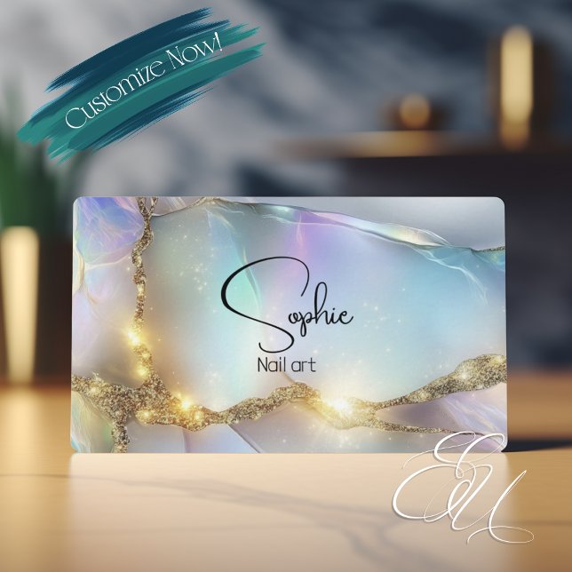Tarjeta De Visita Resumen Opal Sparkly Gold (Subido por el creador)