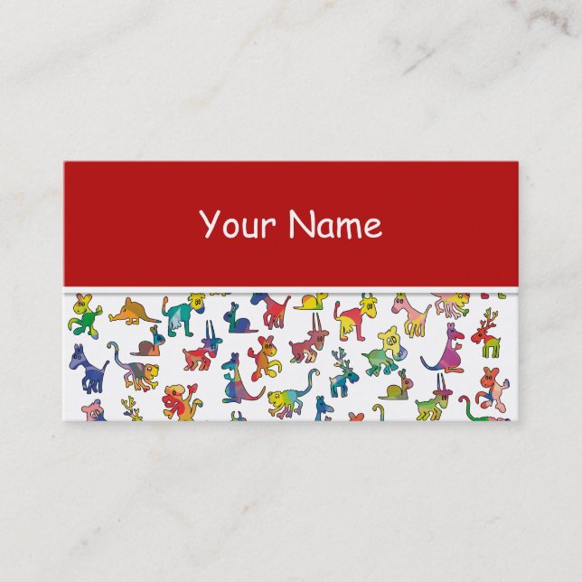 Tarjeta De Visita Resumen Patrón de animales para niños + tu trasero (Anverso)