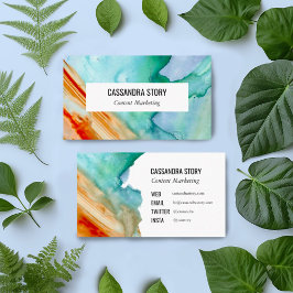 Tarjeta De Visita Resumen Pinceles pintados a mano de arte rojo Verd