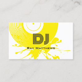 Tarjeta De Visita Resumen Productor de música DJ de disco amarillo