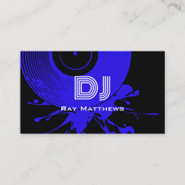Tarjeta De Visita Resumen Productor de música DJ en disco negro y az