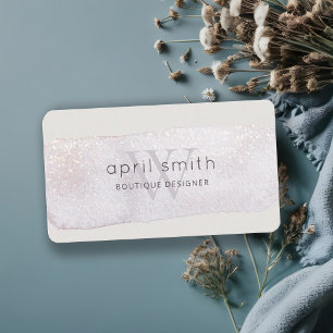 Tarjeta De Visita Resumen Purpurina Monograma del cepillo Lilac de o