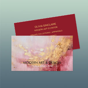 Tarjeta De Visita Resumen Rosa Paint Gold