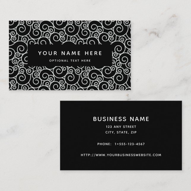 Tarjeta De Visita Resumen Swirl Spirl Black White Business Card (Anverso / Reverso)