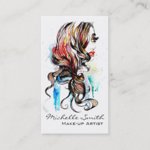 Tarjeta De Visita Resumen Tinta acuarela colorida maquillaje femenin