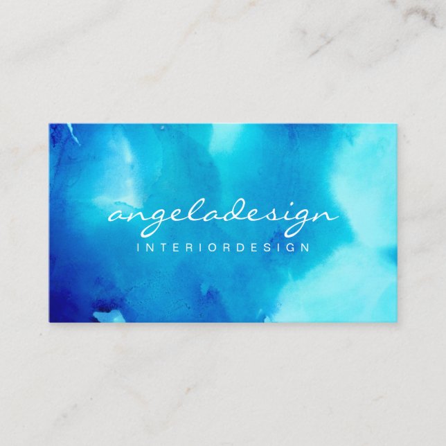 Tarjeta De Visita Resumen Tinta Azul Océano Mar Ombre (Anverso)