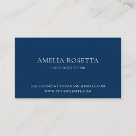 Tarjeta De Visita Resumen Tutor de Lenguaje Profesional Simple Azul
