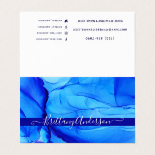 Tarjeta De Visita Resumen Único Arte Azul Gracias