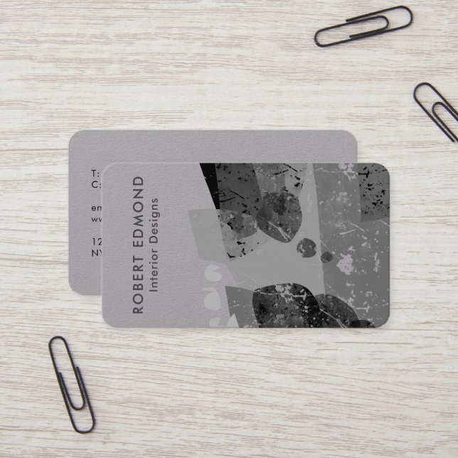 Tarjeta De Visita Resumen único de arte gris de lujo QR (Anverso/Reverso In Situ)