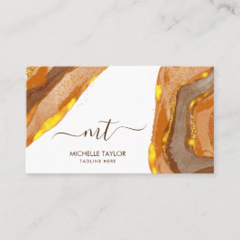 Tarjeta De Visita Resumen único de monograma Boho Terracotta Gold