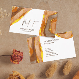 Tarjeta De Visita Resumen único de monograma Boho Terracotta Gold